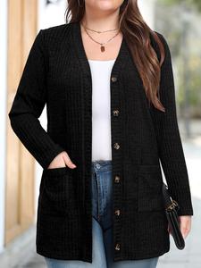 Women's Fashion Warm Knitwear Knit Cardigan Sweater with Pockets, Casual Long Sleeve Pullover for Fall & Winter, Ladies Stylish Outerwear