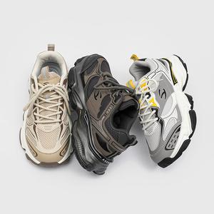 HOBIBEAR Men's Double-Mesh Shoes for Spring/Autumn: Breathable Net-Surface Sports Casual Running Shoes with Thick Sole, Versatile Dad Sneakers