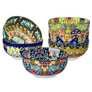 vancasso SIMI 28 oz Cereal Bowls Set of 6, 42 oz Large Pasta Bowls Set of 4 , Ceramic Soup Bowls, Dishwasher & Microwave Safe, Serving Bowls with Double-Sided Pattern for Cereal, Soup, Oatmeal, Ice Cream, Salad