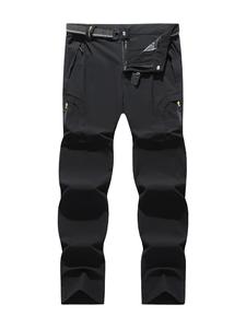 Men's Lightweight Hiking Pants with Belt, 5 Zippered Pockets, Elastic Quick Drying Outdoor Pants, Casual Streetwear Trousers, Suitable for Travel, Work, and Adventure Activities