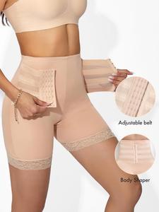 Women's Contrast Lace High Waist Shapewear Shorts, Adjustable Waist Shaper, Tummy Control Butt Lifter, Waist Trainer Seamless Shapewear, Underwear, Lady Shorts for Summer, High Waisted Shapewear, Hip Lifting Shaping, Adjustable Waist Cincher