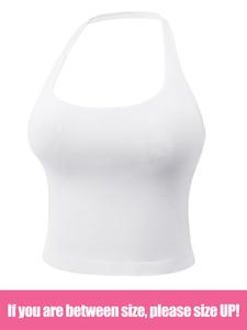 Women's Seamless Halter Yoga Tank Top, Breathable Running Fitness Vest, Removable Pad, Quick-Dry Sports Shirt, Sexy Backless Workout Wear