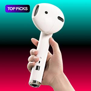 Wireless Earphone Shape Speaker, USB Charging Support Microphone FM Radio TF Card Wireless Loudspeaker, 360° Stereo HiFi Sound Portable Speaker