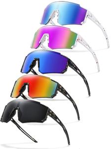 Unisex Random Pattern Polarized Cycling Sunglasses, 5 Counts/set Uv Protection Outdoor Sports Sunglasses, Sports Eyewear for Men & Women, Suitable for Outdoor Sports