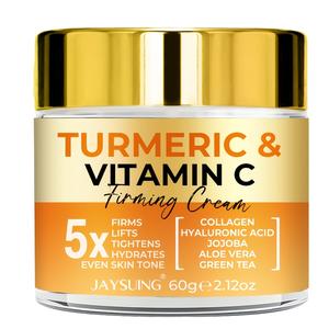 JAYSUING Turmeric & Vitamin C Firming Cream - Unisex Adult Moisturizer with Hyaluronic Acid, Collagen, Jojoba, Vitamin E - All Skin Types, Retinol for Hydration, Firming & Even Skin Tone 60g