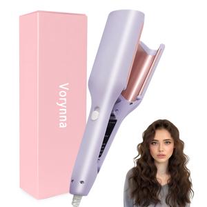 【50% off】32 mm French Wave Curling Iron – V-Shape Egg-Roll Ceramic Barrel with Rapid 4-Heat Settings for Mermaid Water Waves in Long & Short Hair