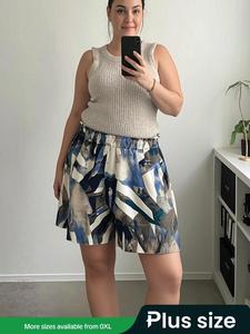 【plus Size】tropical Print Shorts, Casual Fashion Shorts for Daily Outdoor Wear, Women Plus Clothing for Summer, Womenswear, Breathable Shorts