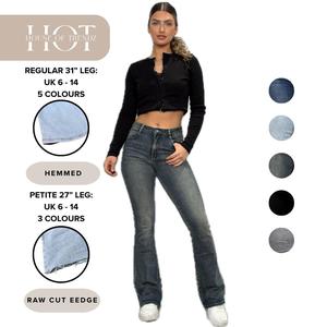 [HouseOfTrendz] ELLA Viral Stretchy Flared Jeans - High Waisted Skinny Flare Denim Jeans High Stretch Comfortable Bootleg Womens Casual Cotton Fabric