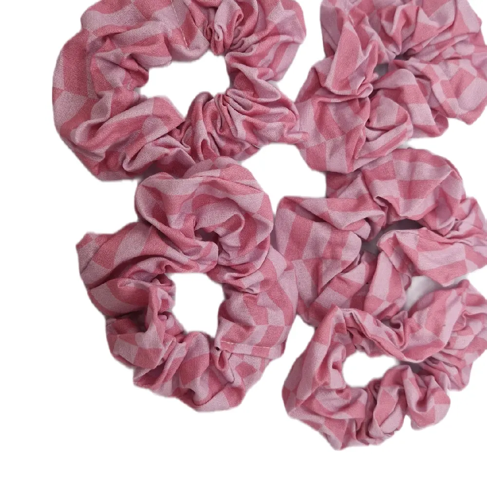 Set of 5 Pink Cotton Hair Scrunchies for Women