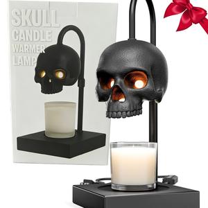 Skull Candle Warmer Lamp,Goth Table Lamp Candle Warmer with Timer & Dimmer *Candles NOT Included – gothic decor, Adjustable Height, 2 Light Bulbs，Skull Candle Warmer Lamp Black Matte, Skull Decor- Lamps for Spooky Home & Witchy Gifts