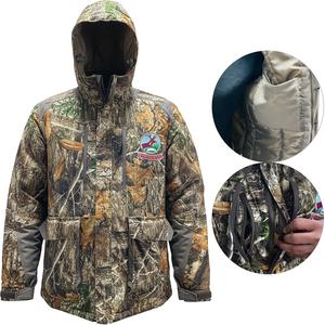 Mens Padded Camo Hooded Coat Camouflage Water Resistant Heavy Jacket Hiking Fishing Hunting Coat