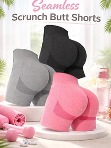 TikTok Viral Seamless Scrunch Butt Biker Shorts for Women, High Waisted Tummy Control Workout Shorts, Butt Lifting Gym Yoga Fitness Shorts, Stretch Athletic Activewear