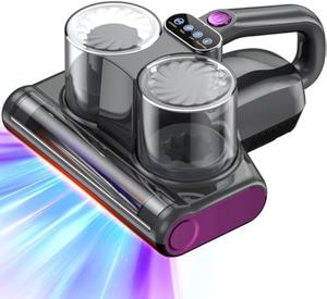 JPHYLL Mattress Vacuum Cleaner Dust Mite Vacuum 16Kpa Suction 253.7nm UV-C Light Bed Vacuum Cleaner with HEPA Filtration & Heating & Ultrasonic & 30000 Rpm/Min Brushroll Rotation Function 500W Corded