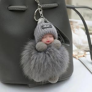 Cute Cartoon Doll Keychain, 1 Count Plush Doll Keychain for Car Keys, Universal Car Interior Decoration Accessories for Women & Girls, Fuzzy Keychain