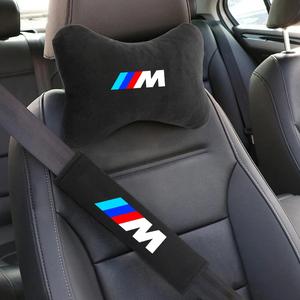 4PCS Car Seat Belt Protect Shoulder Pads Cervical Spine Headrest Neck Pillow For BMW M 1 2 3 4 5 7 Series X1 X3 X4 X5 X6 X7 F10 F20 F30 G20 G30 F15 F16