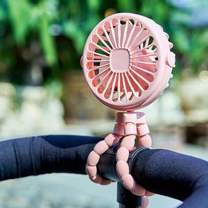 Portable Octopus Shaped Fan for Stroller, Usb Rechargeable Handheld Mini Fan with Phone Holder, Multifunctional Baby Pushchair Accessories, Rechargeable Wearable Fan