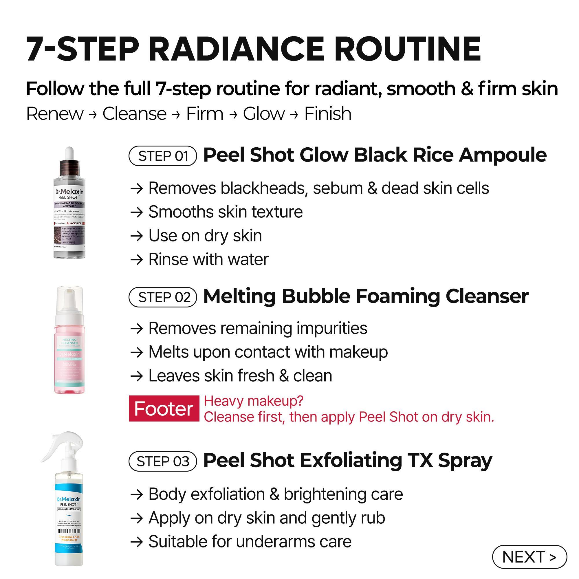 [Dr.Melaxin Official] 7-Step Radiance Face & Body Korean Skincare Set | Brightening, Smoothing & Firming for Radiant Glass Skin