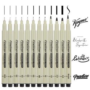 Drawing Pens Micro Fineliner Art Pens,12 Black Fine Line Markers Art Supplies Adults Artist Sketch Waterproof Archival Ink Watercolor Inking Fine Liner Manga Sketching,Micro Drawing Art Materials