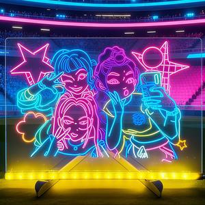 Led drawing board for kids 1/8 Counts USB Powered Illuminated Dry Erase Board with Stand & Markers & Rags, Room Accessories, LED Display Board, School Supplies, Christmas gifts, Led Lighted, Led Neon Lights