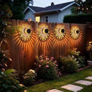 4-Pack Solar Peony Projector Wall Lights, Outdoor Colorful Warm Light Decor, Waterproof Detachable Garden Lanterns for Courtyard, Patio, Backyard