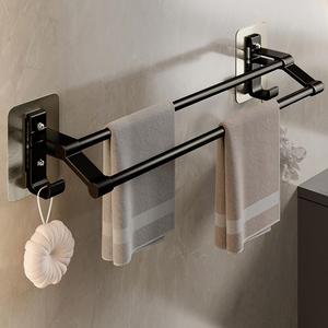 Wall Mounted Bathroom Towel Rack, 1 Count Punch Free Towel Holder, Bathroom Storage Rack, Home Organizer, Bathroom Organizing Accessories, Storage Hooks, Bathroom Accessory