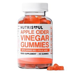 Apple Cider Vinegar Gummies by NUTRISOUL- 1000mg ACV with the Mother, Vitamin B12, B9 & Folic Acid | Gluten Free, Vegan, Natural Supplement with Beetroot & Pomegranate Powder