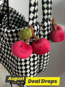 Cute Cherry Design Fuzzy Keychain, Soft Plush Cute Charms Keychain for Women & Men, Fashion Accessories for Daily Use, Trendy All-match & Exquisite Keychain Bag Pendant for Birthday Gift, Keychain Kawaii