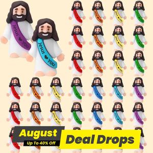 【Jesus Loves U】Mini Jesus Figures, 25/35/50pcs Cute Jesus Ornament with Jesus Loves You Slogan, Rubber Religious Decoration, Hide and Seek Desktop Decoration for Home Decor Office Religious Ornaments, Easter Stuffer Party Gift, Baptism Gift
