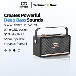 GOOJODOQ AB4086 Bluetooth Speaker with Dual 52mm Drivers, Surround Bass, TWS Pairing, Retro Radio Design