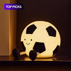 Football Shaped Night Light, Rechargeable 3 Level Dimmable Silicone Night Light, Durable Funny Office Desk and Bedroom Decor, Birthday Gift