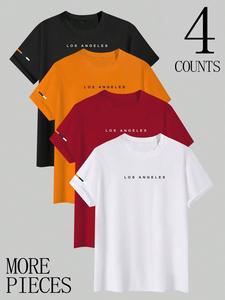 Men's Plus Size Loose Fit T-Shirt Set, Minimalist Simple Fashion Print, Casual Short Sleeve Tee, Perfect for Spring Summer, Daily Wear