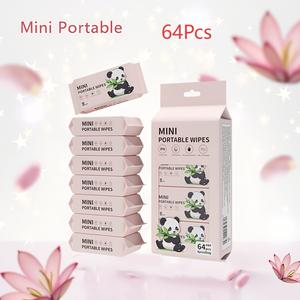 64 Pcs Mini Portable Wet Wipes, Unscented Wipes, Alcohol-Free Disposable Face Cloths, Unisex Travel Essentials, Ideal for Pets & Christmas Socks