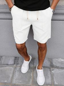 Men's Solid Color Drawstring Waist Shorts, Loose Casual Comfy Plain Baggy Shorts for Daily Wear, Men's Bottoms for All Seasons, Menswear, Loungewear
