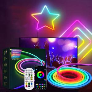 Smart Neon Light Strip, USB Powered RGBIC Flexible Rope Light, LED Strip Light with APP & Remote Control, Color Changing Music Sync Light Strip Suitable for Bedroom, Living Room Decor