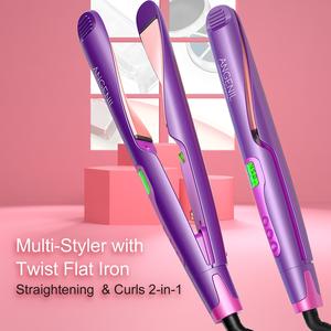 2 in 1 Heated Hair Straightener & Hair Curler, 1 Count Professional Hair Straightening Iron with LCD Display, Hair Styling Tool for Home & Salon Use, Straightener And Curler, Ceramic Flat Iron, Hair Styler