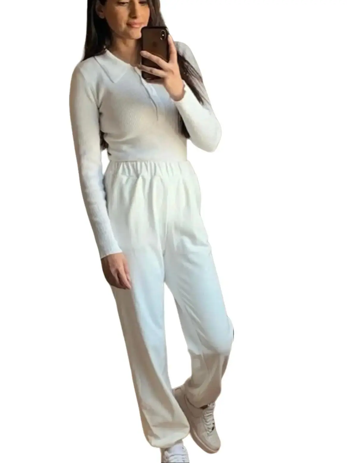 White tracksuit bottom Trouser Beige Plain