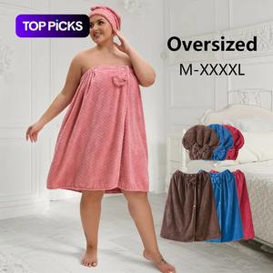 Plus Size Solid Color Bath Towel, 2 Counts/set Adjustable Bathrobe with Pocket, Soft Water Absorbent Bathrobe for Bathroom, Sauna, Hotel Accommodation, Outdoor Travel