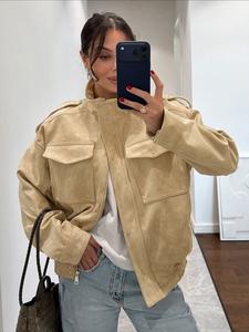 Women's Winter Jacket Zipper Oversized Stand Collar Multiple Pockets Workwear Street Style Casual Layered Outerwear