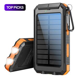 10000mAh Solar Power Bank, Dual USB Output Port Waterproof Power Bank with LED Light, Solar Phone Charger for iPhone & Android, Stocking Fillers Gift, Best Gifts for Men