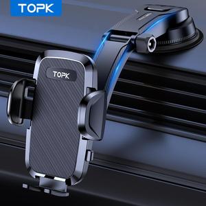 TOPK Car Phone Holder, Car Phone Holder Mount, Handsfree Phone Stand for Car Dashboard, Universal Car Interior Accessories for iPhone Samsung Android, Phone Suction Pad