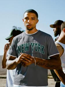 Men's Letter & Number Print Short Sleeve Tee, Regular Fit Casual Trendy Crew Neck T-shirt for Summer, Fashion Men's Top for Daily Wear