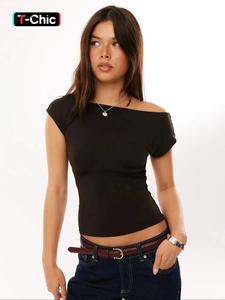 Women's Fashion Solid Color Ruched Short Sleeve T-Shirt, Casual Fitted Trendy Essential, Perfect for Any Occasion, Womenswear, Top