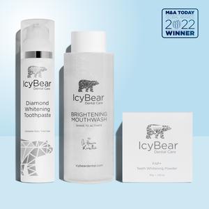 Porcelain Care Bundle - Teeth Whitening Powder, Brightening Mouthwash & Diamond Brightening Toothpaste - Icy Bear Dental