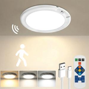 Rechargeable Motion Sensor Ceiling Light with Remote, Magnetic Wireless Ceiling Lamp, Battery Powered, Ideal for Closet, Shower, Stairs, Shed, Hallway