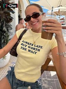 Women's Letter Print Round Neck Tee, Fashion Casual Crew Neck T-shirt for Daily Holiday Vacation Outdoor Wear, Ladies Clothes for All Seasons, Top