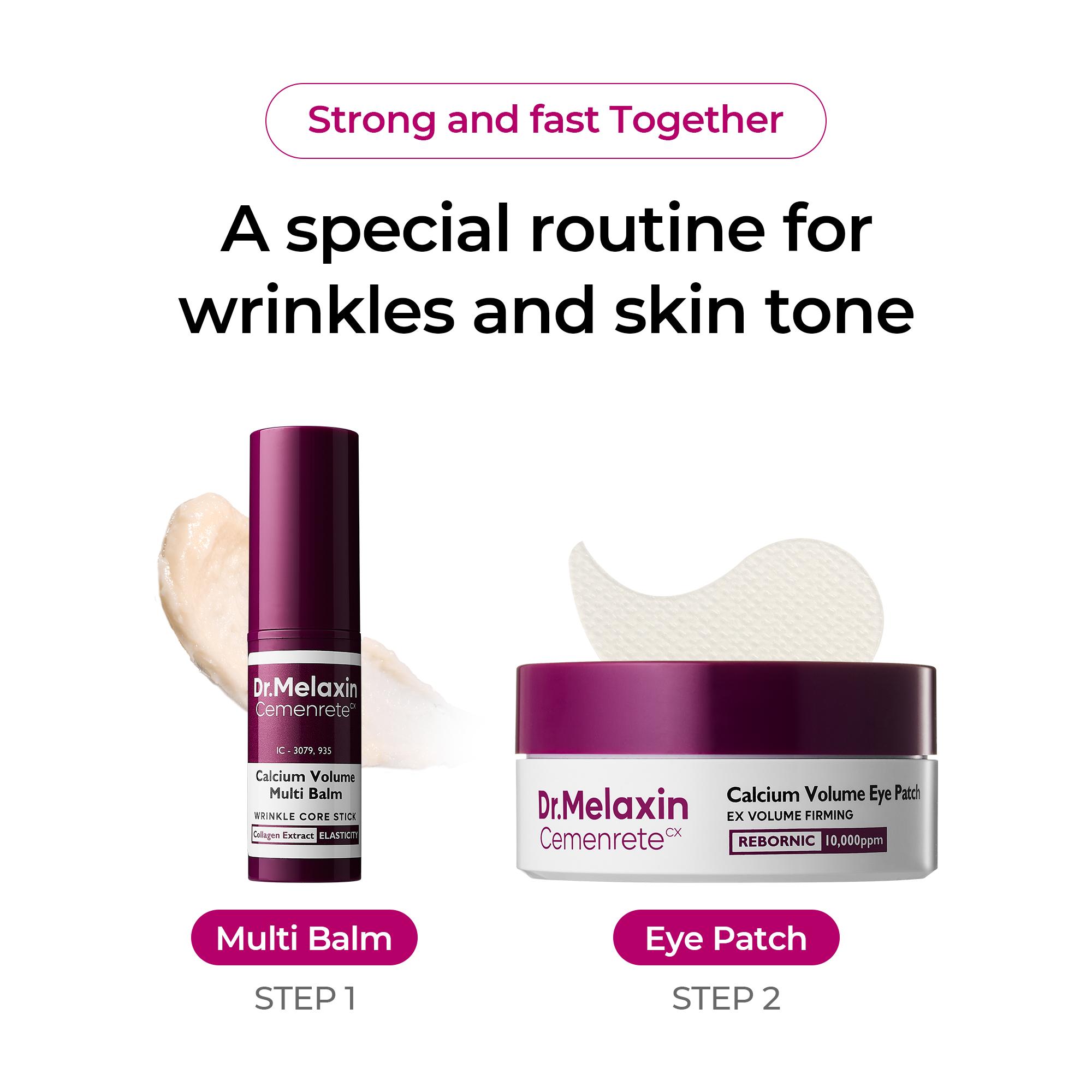 [Dr.Melaxin Official] Original Cemenrete Calcium Multi Balm + Hydrogel Eye Patch (60 Patches) | All-in-One Firming, Hydrating & Eye Care Routine | Collagen & Elastin | Korean Skincare
