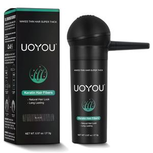 UOYOU Hair Fibres for Thinning Hair 27.5g Bottle with {Applicator} Natural Keratin Plant Extracts for Men & Women Instant Thickening & Comfortable Wear