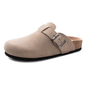 FITORY Suede Clogs Round-Toe, Adjustable Strap, Cork Footbed, All-Season Comfort 【Women size up】