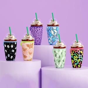 Milk Tea Cup Holder Cover Set, 3 Counts/set Mixed Size Foldable Cup Sleeve with Easy-grip Handle, Drink Protector, Drinkware Accessories for Home Office Outdoor Camping, 【without Cup】