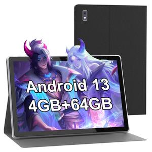 BYYBUO-10.1 inch Android 13 Tablet with Case, Quad-Core Processor, 4GB RAM 64GB ROM 5000mAh Battery, 1280x800 IPS FHD Touchscreen 5MP+8MP Camera, Bluetooth, WiFi, Metal Body smart tablet